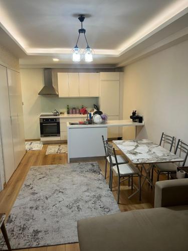 cocina con mesa y sillas en una habitación en Full furnished Stylish Flat in Istanbul, en Estambul