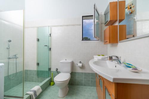 PefkaliにあるVilla Catherineのバスルーム(トイレ、洗面台、シャワー付)