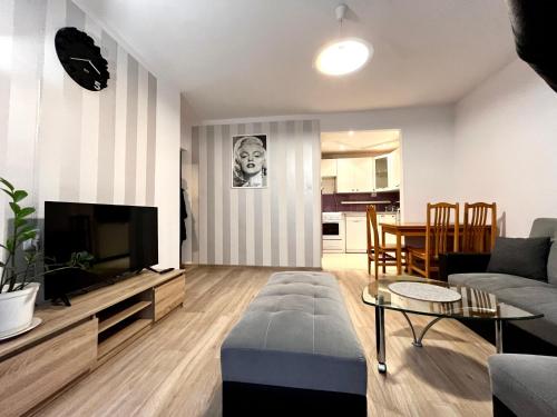TV a/nebo společenská místnost v ubytování Charmig Apartment