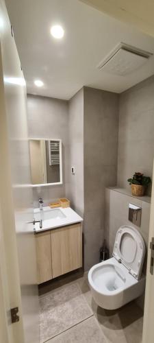 a bathroom with a toilet and a sink at Premium Studio Apartment - Belgrade Waterfront in Sajmište