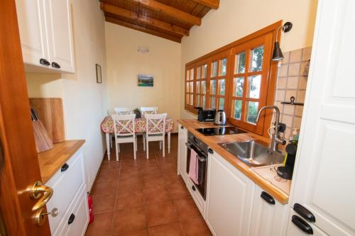 a kitchen with a sink and a counter top at Villa Rina Deluxe and Cottage in Porto Ceresio