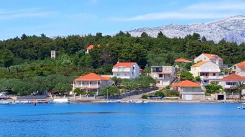 a group of houses on the shore of a lake at Apartments Radojkovic in Lumbarda