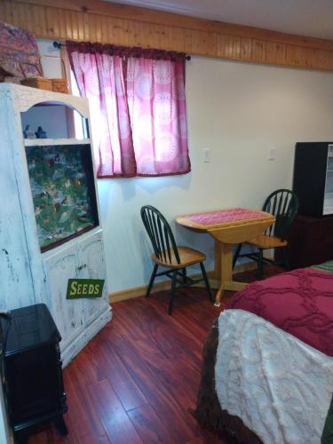 a bedroom with a bed and a video game at No View Farm in Rumford