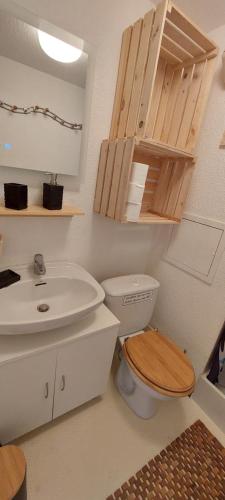 un baño con inodoro y lavabo en Bal2502, en Manigod