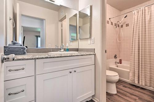 a bathroom with a sink and a toilet and a shower at Family-Friendly Oceanside Home 5 Mi to Beach in Oceanside