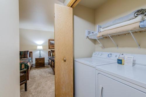 eine Waschküche mit Waschmaschine und Trockner in der Unterkunft 513 Cache in Jackson