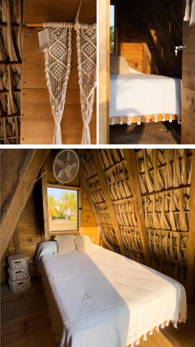 2 fotos de una habitación con 2 camas en Nattivo Ecoglamping en La Sabrosa