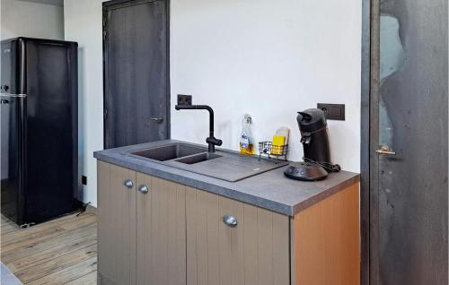 eine Küche mit einer Spüle und einem Kühlschrank in der Unterkunft 4 Bedroom Beautiful Home In Pennautier in Pennautier