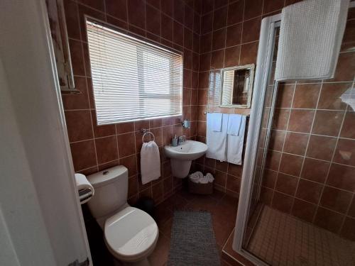 uma casa de banho com um WC e um lavatório em Deri's Lane em Lorraine