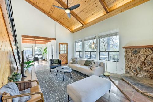 Modern Pine Cabin with Wraparound Deck and Forest View