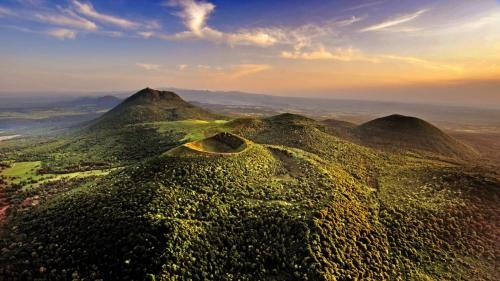 an aerial view of a mountain with trees at L'ancien Relais de Poste*** in Saint-Dier-dʼAuvergne