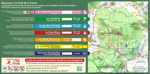 a map with a bunch of different colored labels at L'ancien Relais de Poste*** in Saint-Dier-dʼAuvergne