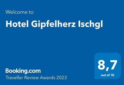 Hotel Gipfelherz Ischglに飾ってある許可証、賞状、看板またはその他の書類