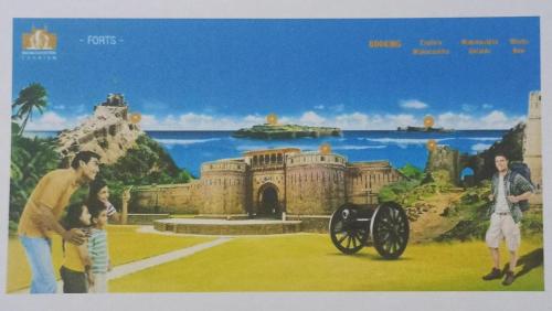 a painting of people standing in front of a castle at Malwade Motel in Pune