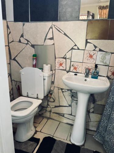 a bathroom with a toilet and a sink at Crystal Mini Pozz Palace in Johannesburg
