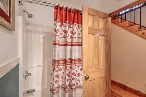 a bathroom with a shower with a curtain at Mountain-View Ocoee Escape Near Lake Ocoee! in Ocoee