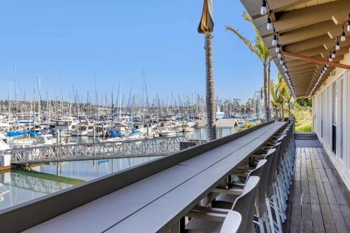 a balcony with a view of a marina at Best Western PLUS Island Palms Hotel & Marina in San Diego
