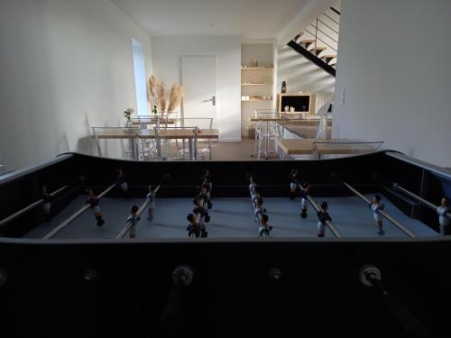 a group of toy soldiers standing on a table at La Maison du Lac in Flavignac
