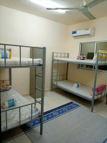 um quarto com três beliches em SmSma BedSpace Hostel em Ajman