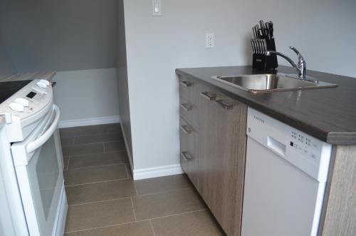 a kitchen with a sink and a dishwasher at Le Chic-Urbain in Rouyn
