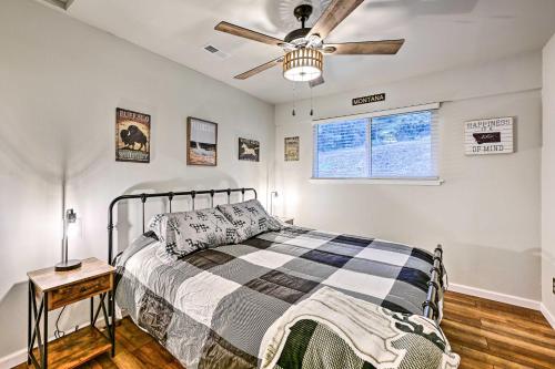 a bedroom with a bed and a ceiling fan at North Fork Vacation Rental 28 Mi to Yosemite in North Fork