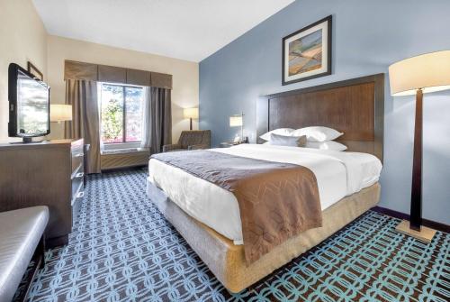 a hotel room with a large bed and a television at Wingate by Wyndham Schaumburg in Schaumburg