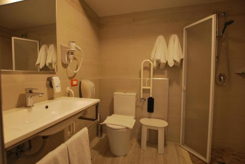 a bathroom with a sink and a toilet and a shower at Hotel Lenotel in Leno