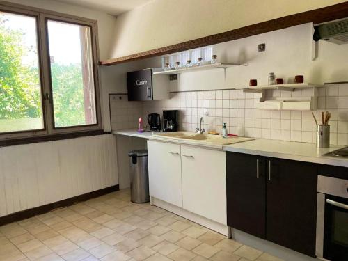 Kuchyňa alebo kuchynka v ubytovaní Maison de 2 chambres avec jardin clos et wifi a Saint Jean de Sauves