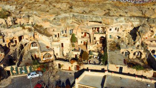 an aerial view of a house on the side of a mountain at 4 Oda Cave House - Special Class in Urgup