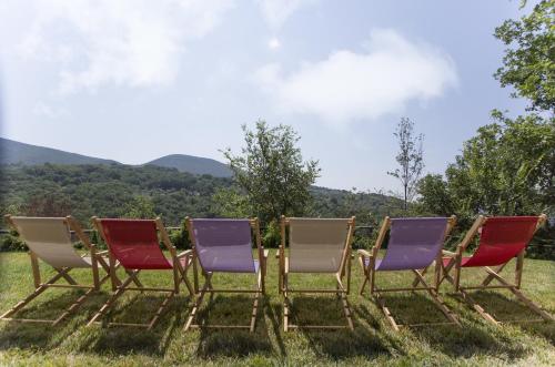 a group of chairs sitting on top of a field at Luxury villa Colle dell'Asinello ,proprietari ,Villa In esclusiva near ORVIETO in Guardea
