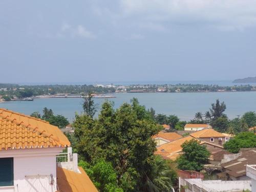 a view of theovi river from the roofs of houses at Hotel Kenito in São Tomé