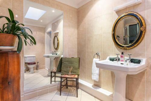 a bathroom with a sink and a mirror and a toilet at The Old Goathouse in Kildare