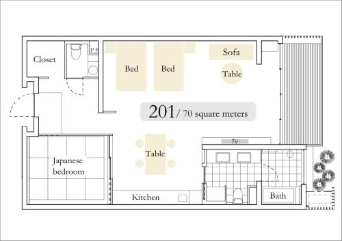 葵 HOTEL KYOTOの見取り図または間取り図