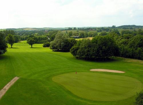 an overhead view of a lush green golf course at Abbey Hotel Golf & Spa in Redditch