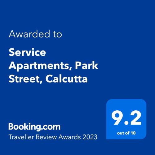 a screenshot of a phone with the text awarded to service apartments park street at Service Apartments, Park Street, Calcutta in Kolkata