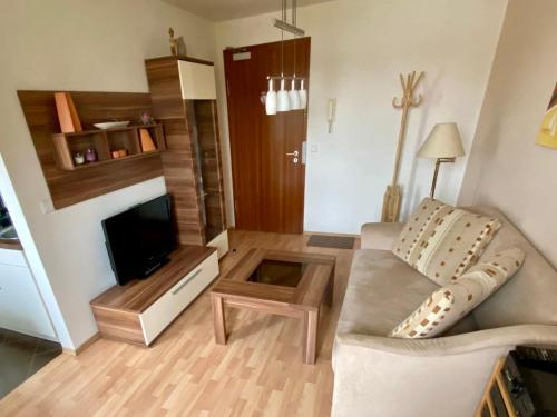 a living room with a couch and a tv at Apartment Kamelienweg by Interhome in Dresden