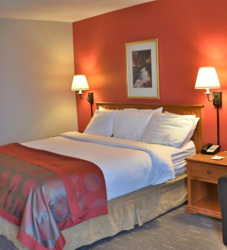 Кровать или кровати в номере Ramada by Wyndham Sioux Falls Airport - Waterpark Resort & Event Center