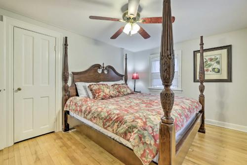 a bedroom with a bed and a ceiling fan at Charming Hamden Home 2 Mi to Yale University in Hamden