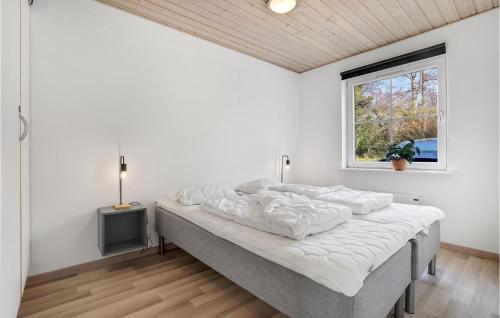 a white bedroom with a bed in a room with a window at Stunning Home In Grsten With Sauna in Gråsten