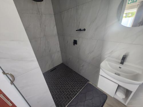 bagno con doccia e lavandino di Gateway@134 Guesthouse a Vryheid