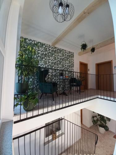 a view of the living room from the second floor of a house at Laudach INN in Vorchdorf