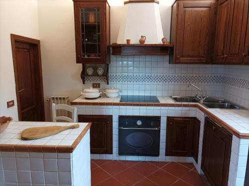 a kitchen with a sink and a dishwasher at Villa Camelia Tuscany in Pescia