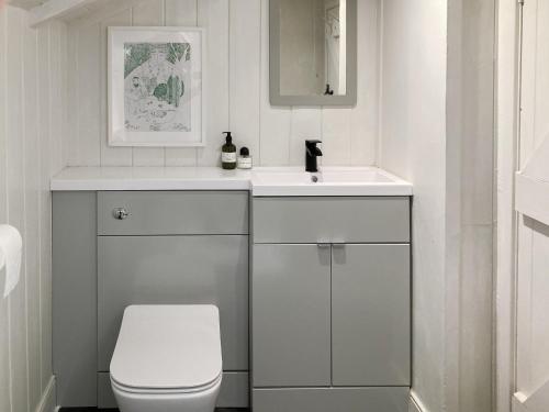 bagno bianco con servizi igienici e lavandino di Alt-na-craig a Rothbury