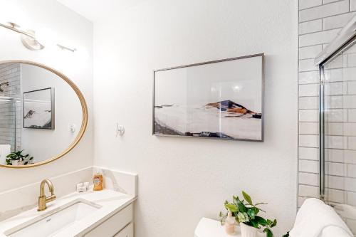 a bathroom with a sink and a mirror at Lakeview 11 in McCall