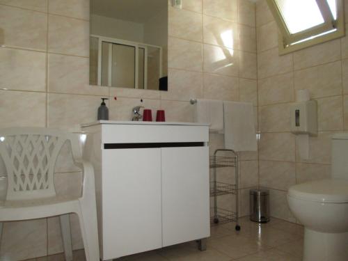 łazienka z białą umywalką i toaletą w obiekcie Pensao Residencial Vila Teresinha w Funchal
