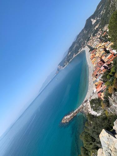 an aerial view of the beach on the amalfi coast at Mono Ele a Varigotti in Varigotti