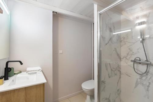 une salle de bain avec une douche, des toilettes et un lavabo dans l'établissement La plume de Paul, à Nice