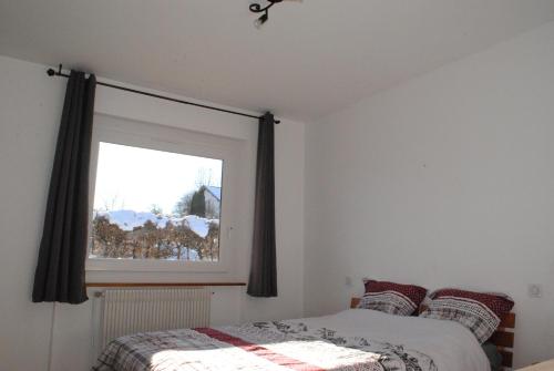 1 dormitorio con cama y ventana en Le cloiset, en Châtillon-sur-Cluses