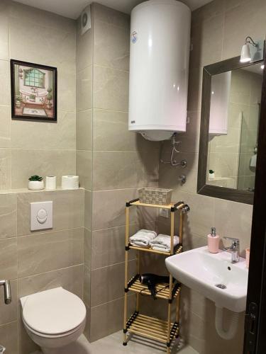 a bathroom with a white toilet and a sink at Apartman IN Zlatibor in Zlatibor