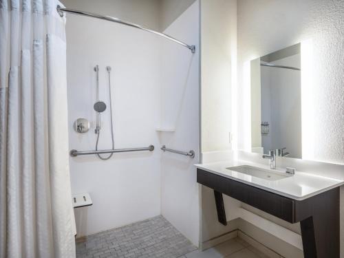 a bathroom with a sink and a shower at Holiday Inn Express Hotel & Suites Beaumont Northwest, an IHG Hotel in Beaumont
